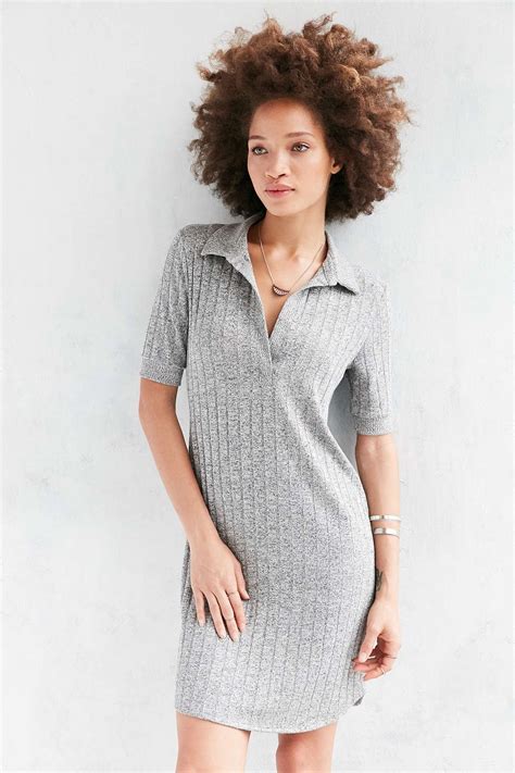 ribbed knitted polo dress